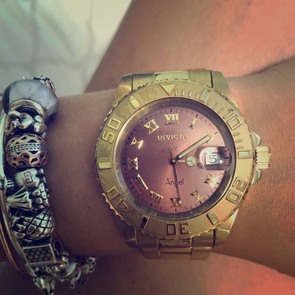 Invicta watch. Gold / chocolate brown face.